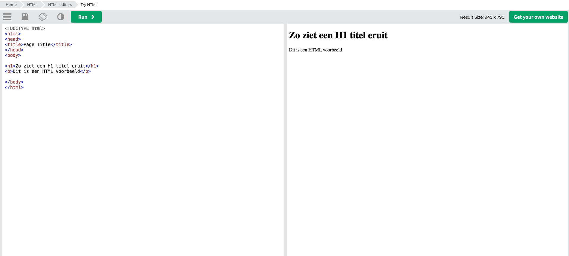 HTML voorbeeld