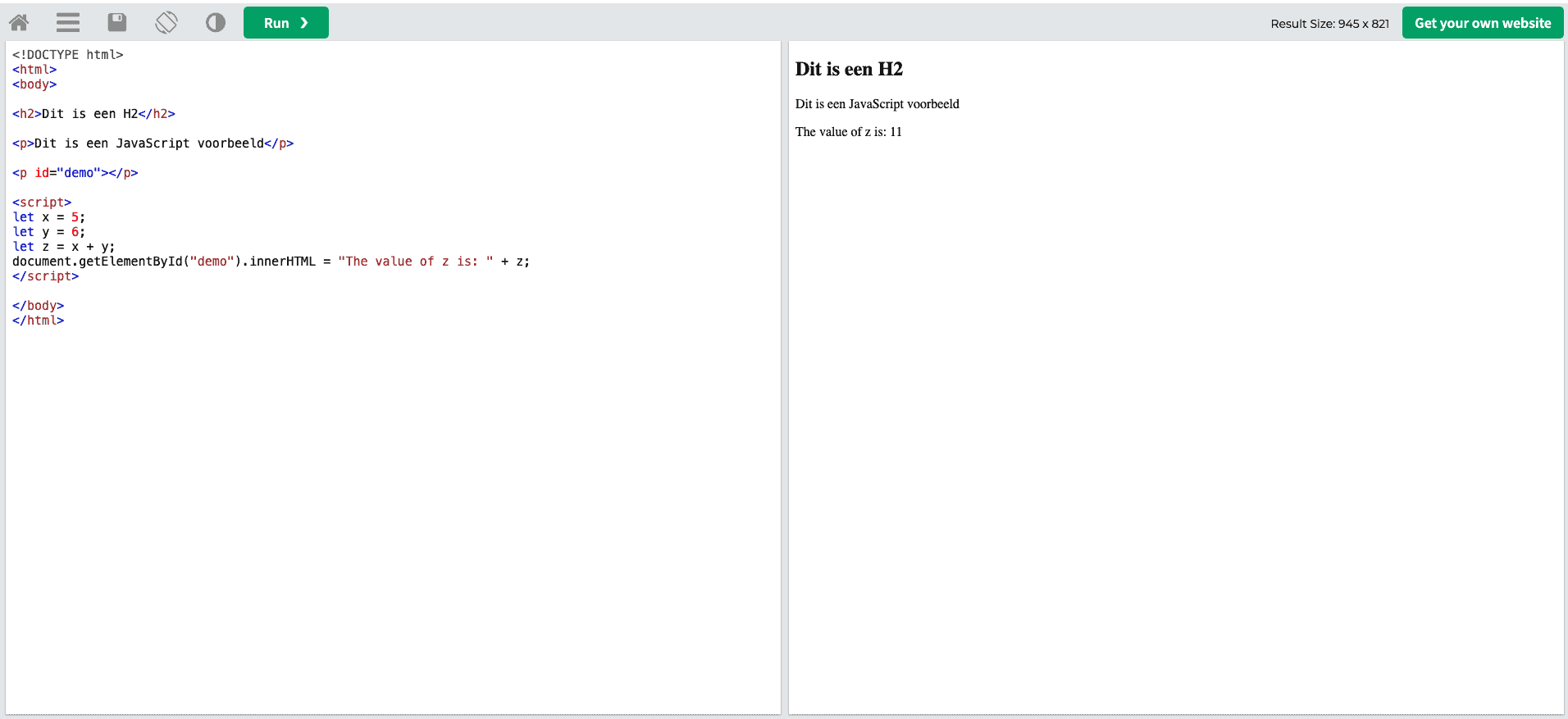 JavaScript voorbeeld