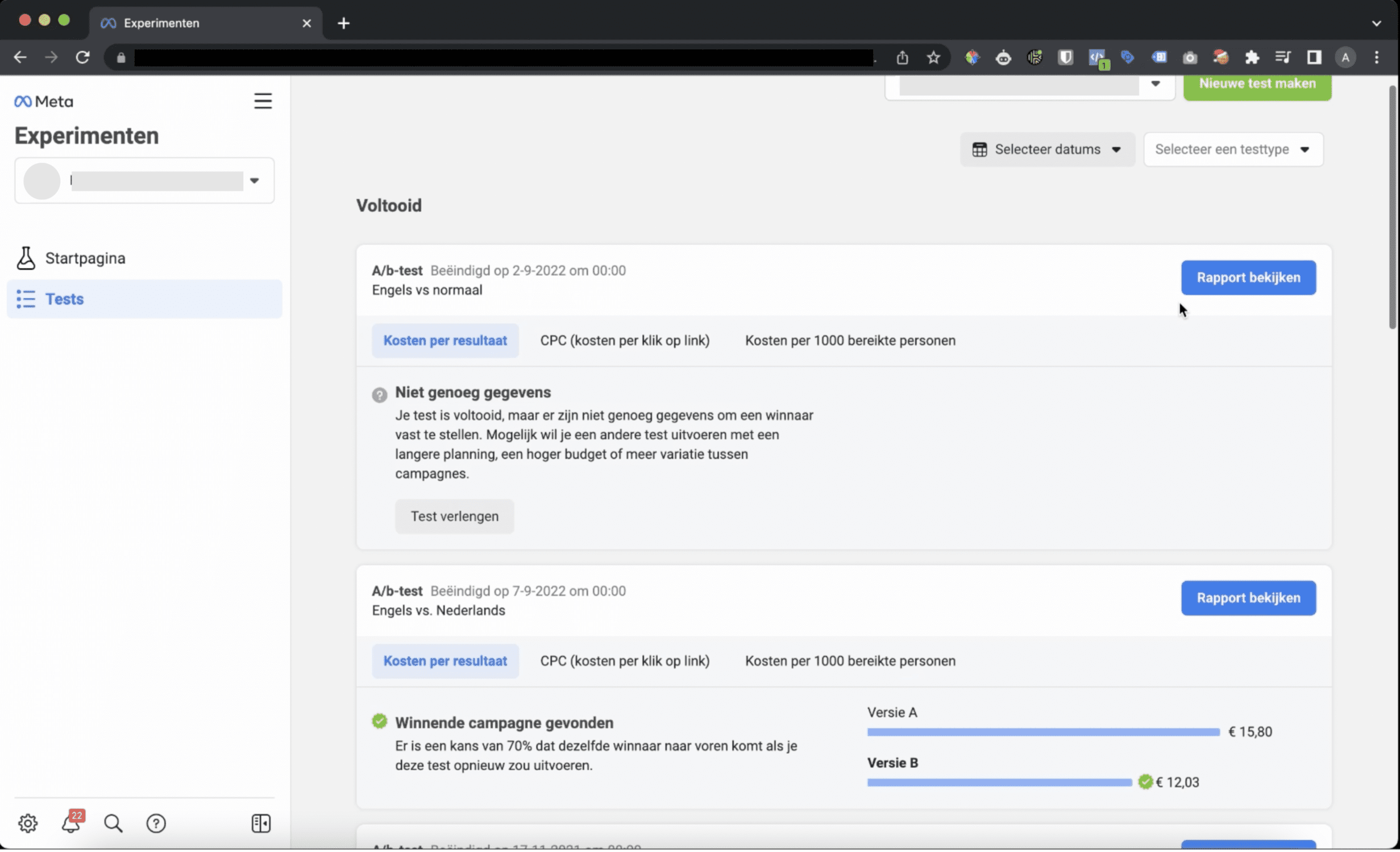 Stap 8: ga naar tests