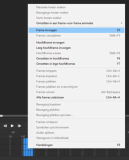 Frames toevoegen Adobe Animate